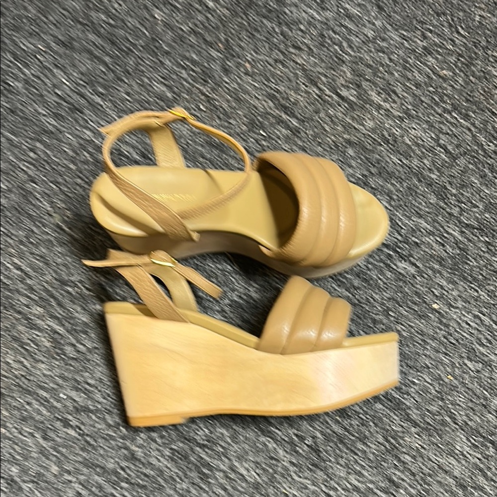 Beatrice Valenzuela Tan Wedge Sandals with Ankle Strap